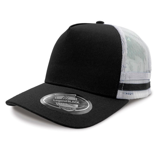 Black White Striped Trucker Caps